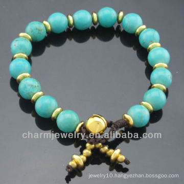 Hand Craft Turquoise 8MM Round Bead Bracelet Vners for women SB-0267